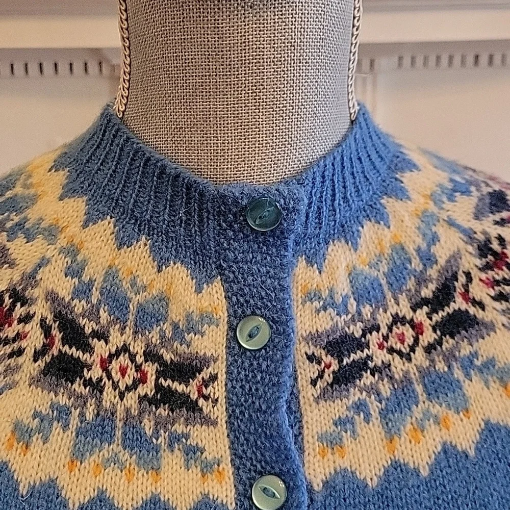 Vintage Shetland Fair Isle Cardigan Sweater - Picture 4 of 7